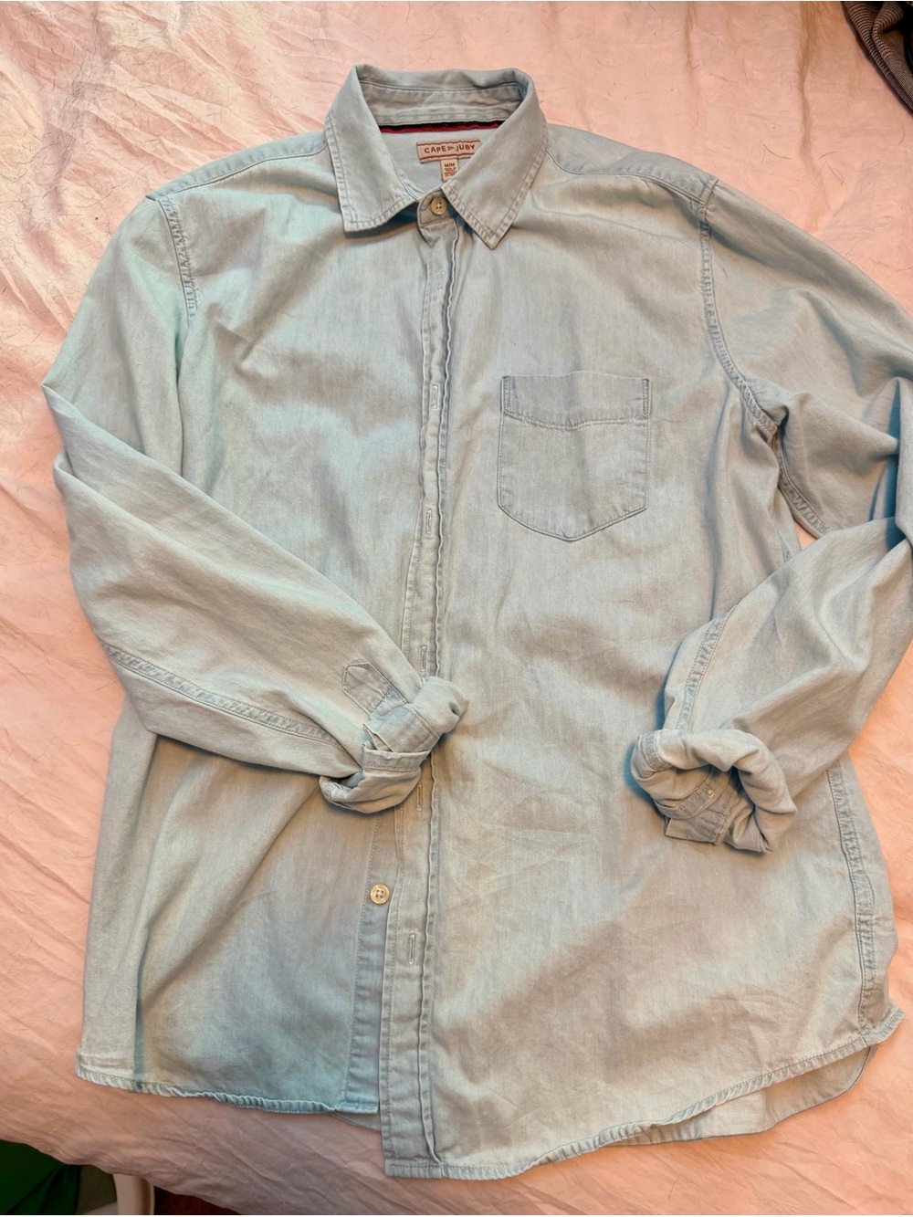 Cape Juby Light Blue Casual Button-Down Chambray Shirt